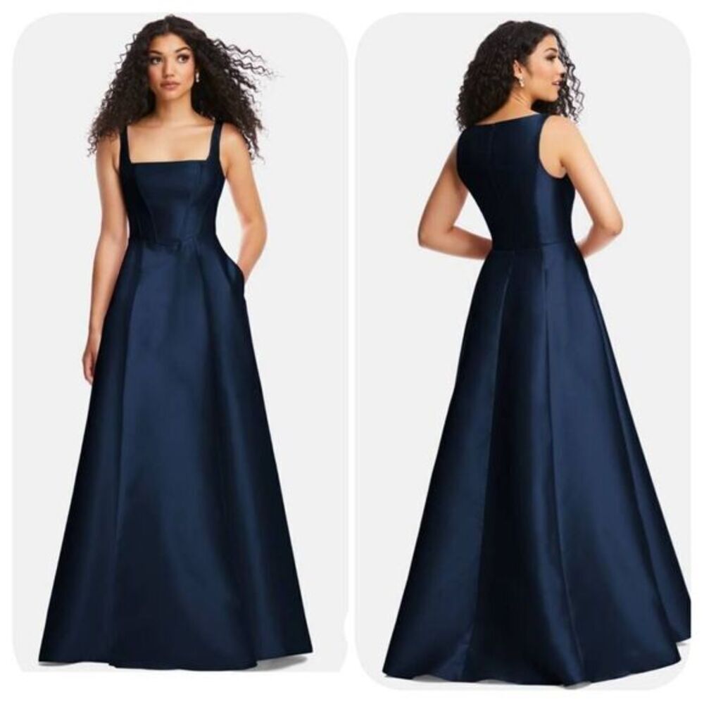 NWOT Alfred Sung Boned Corset Closed-Back Satin Gown Sz 8